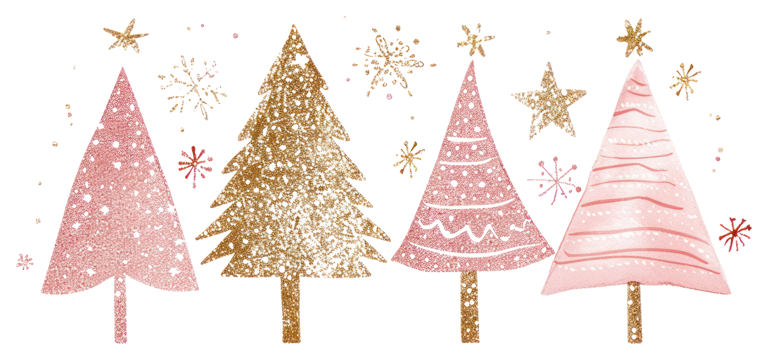 Glittering Christmas Trees and Snowflakes