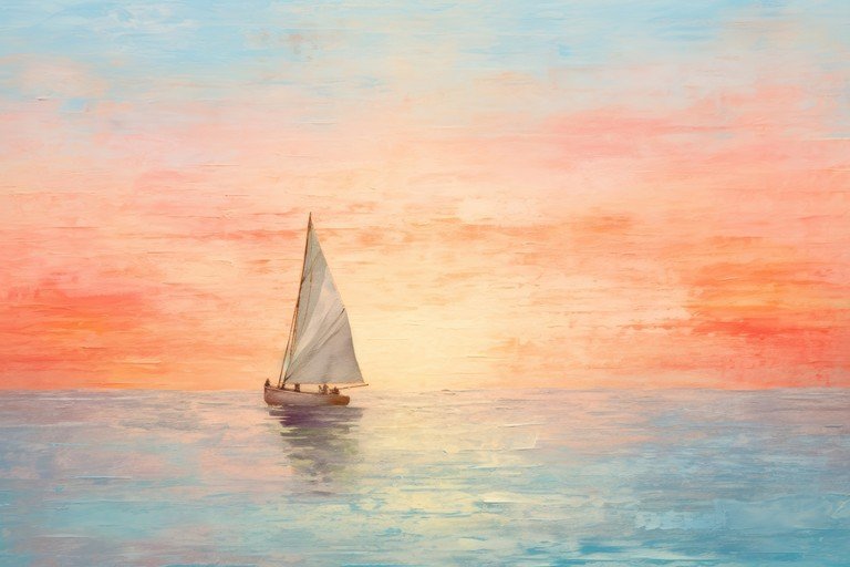 Sailboat on Calm Waters at Sunset