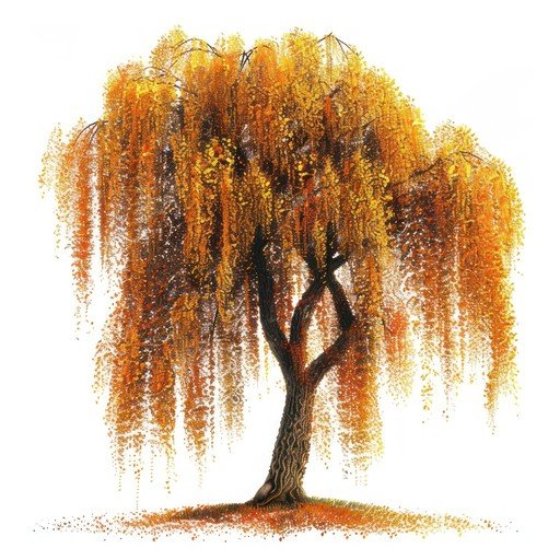 Golden Weeping Willow Tree in Autumn