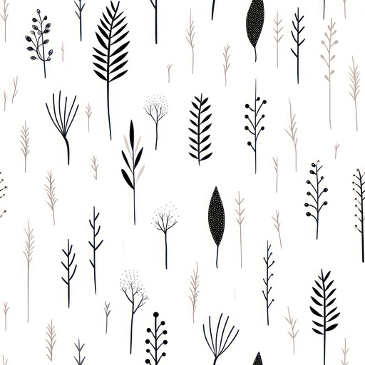 Minimalist Botanical Pattern with Delicate Line Art