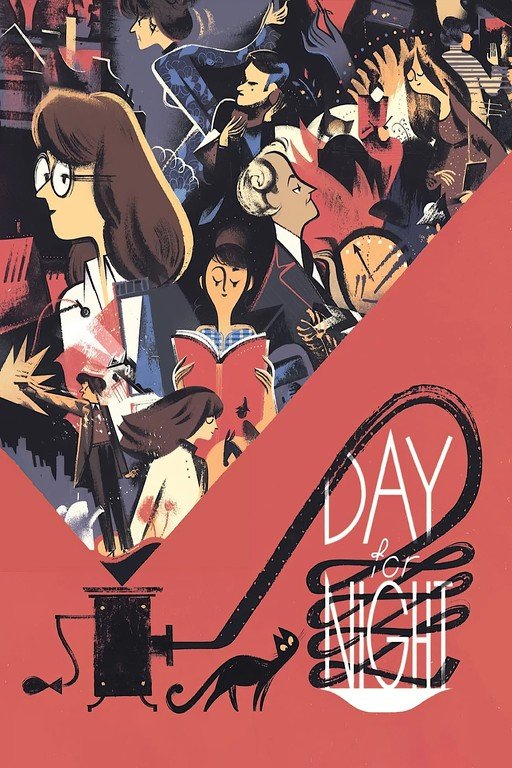 Day for Night Poster with Diverse Characters and Cat