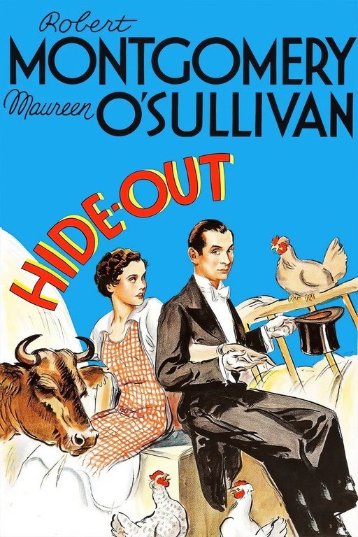 Hide-Out Movie Poster with Robert Montgomery and Maureen O'Sullivan