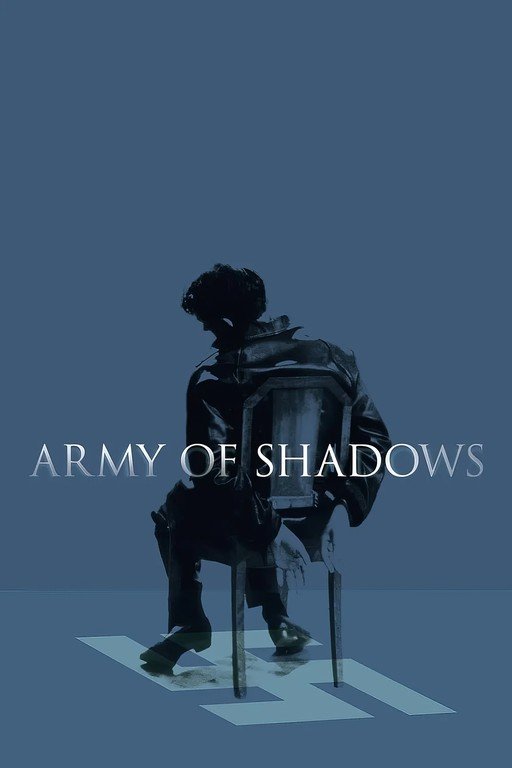 Man in Shadow Sitting on Chair with "Army of Shadows" Text