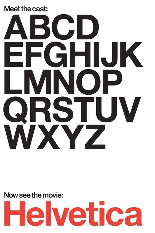 Helvetica Movie Poster: Alphabet and Title