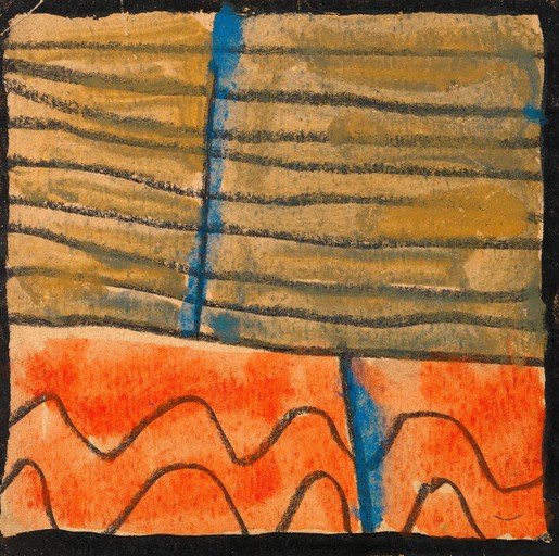 Abstract Composition with Horizontal Lines and Wavy Forms