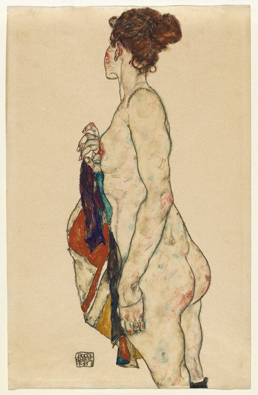 Egon Schiele's "Seated Woman with Red Scarf"