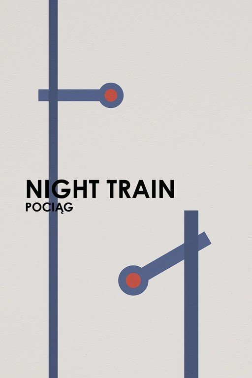 Minimalist Night Train Poster with Abstract Signals