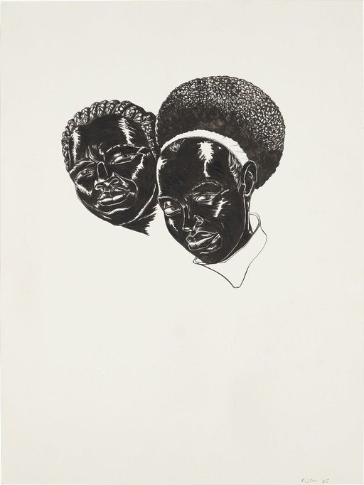 Two Black Women's Portraits in Black and White