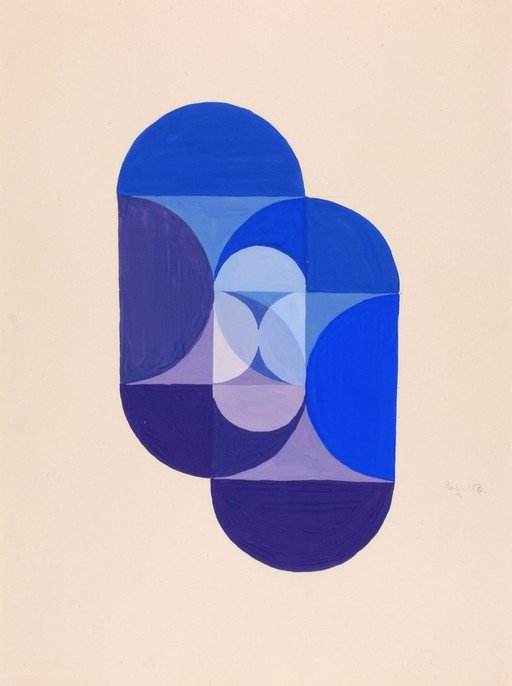 Abstract Geometric Composition in Blue Hues