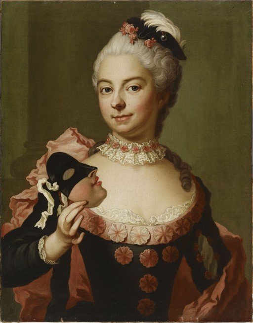 Portrait of a Woman Holding a Venetian Mask