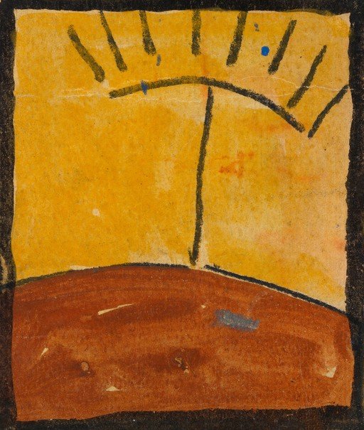 Abstract Sun and Hillside Drawing