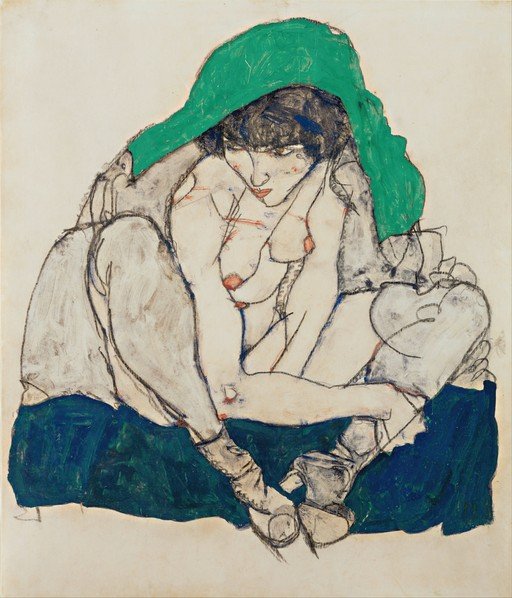 Egon Schiele's Seated Woman with Green Drapery