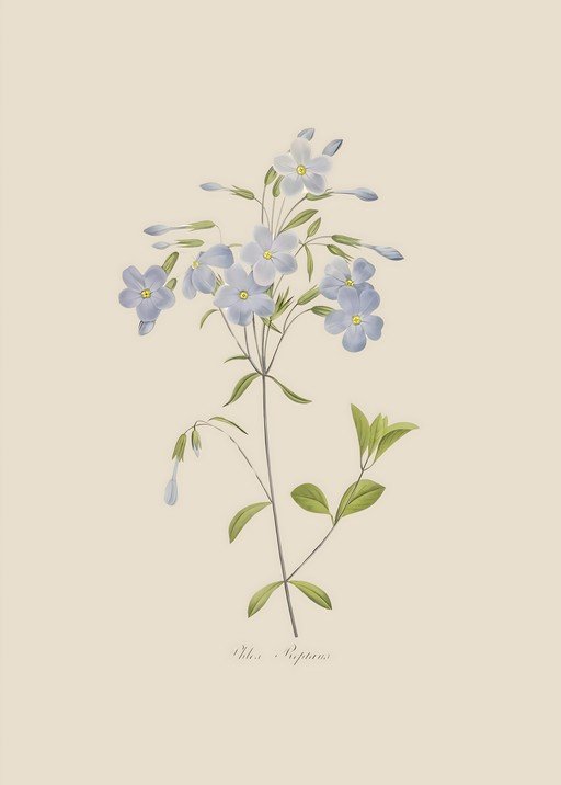 Vintage Illustration of Phlox Reptans Flowers