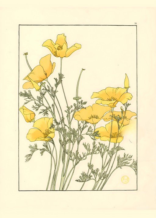California Poppies Illustration