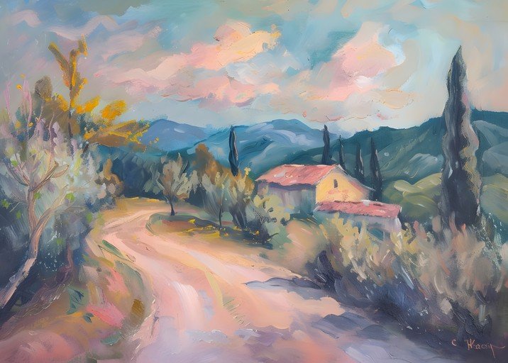 Impressionist Tuscan Landscape Painting