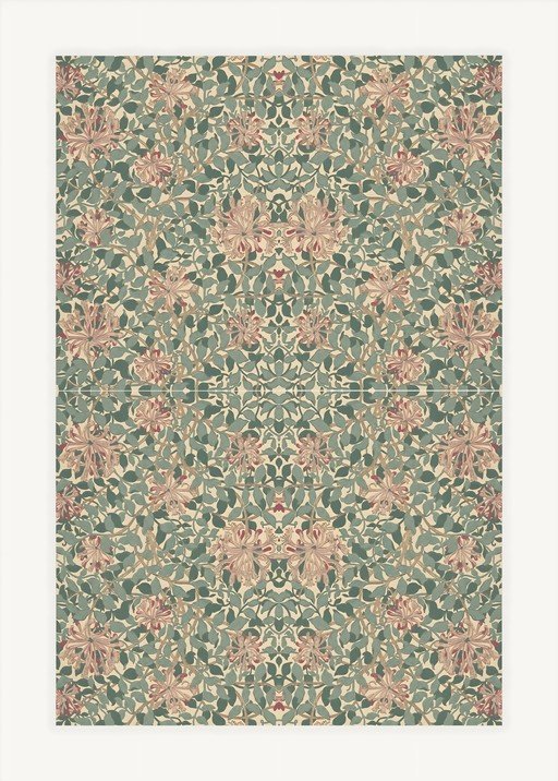 Vintage Floral Pattern with Pink Flowers and Green Leaves