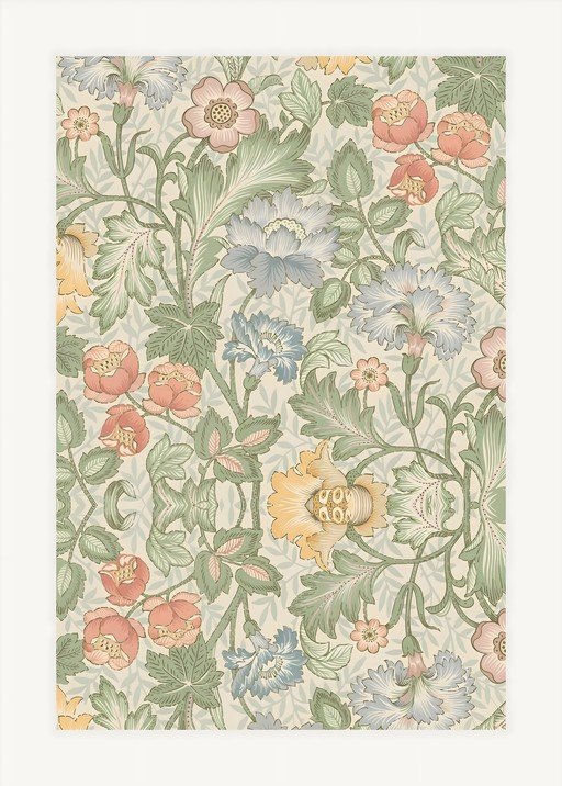 Vintage Floral Wallpaper with Blue, Pink, and Yellow Blooms