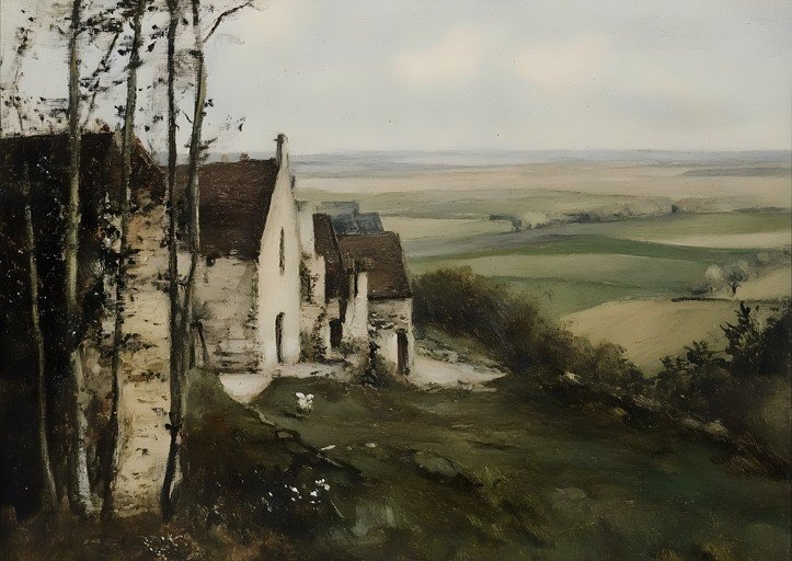Pastoral Landscape with Village and Trees