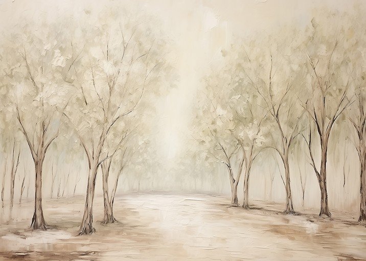 Serene Forest Path Oil Painting