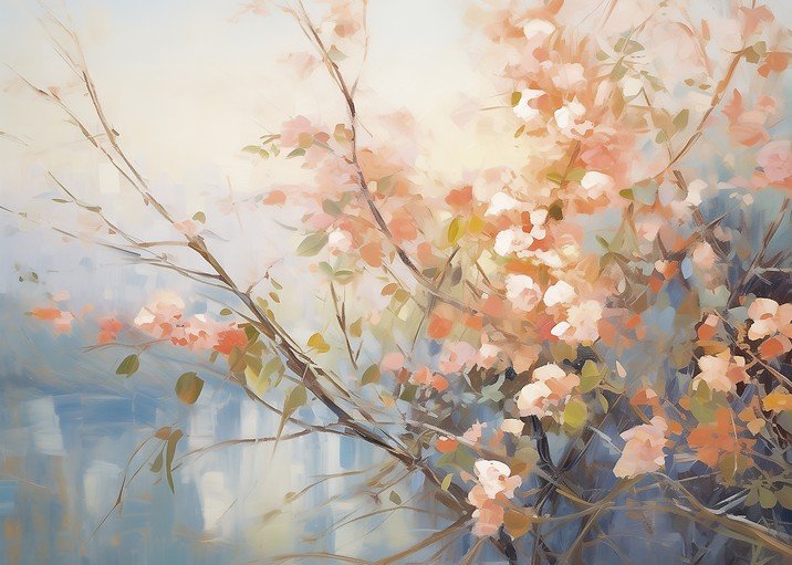 Impressionistic Blossom Branches in Soft Light