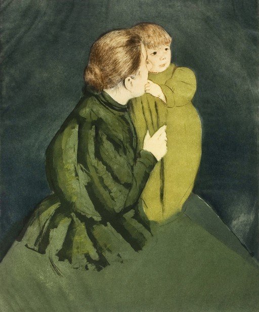 Mother and Child in Green Tones