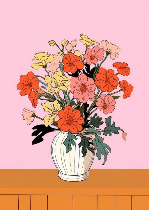 Vibrant Floral Arrangement in a Textured Vase