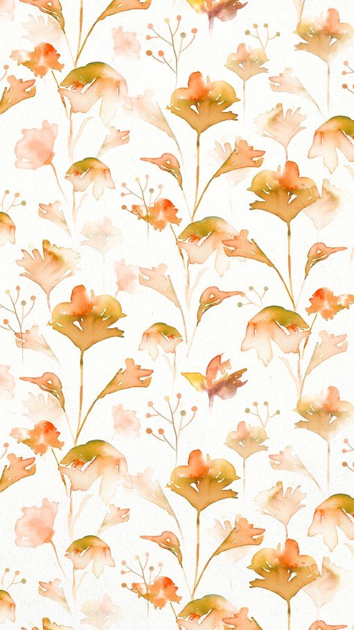 Watercolor Floral Pattern with Autumn Hues