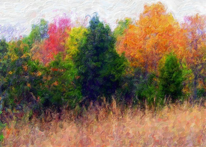 Impressionist Autumn Forest Landscape
