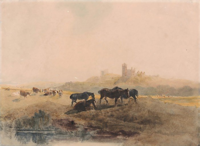 Pastoral Landscape with Castle and Livestock