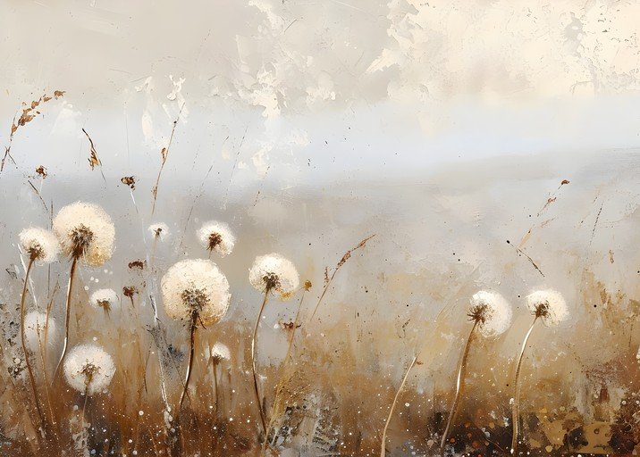 Abstract Dandelion Field Painting