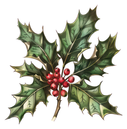 Holly Sprig with Red Berries